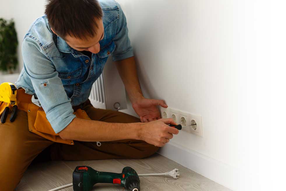 electrical outlet being installed